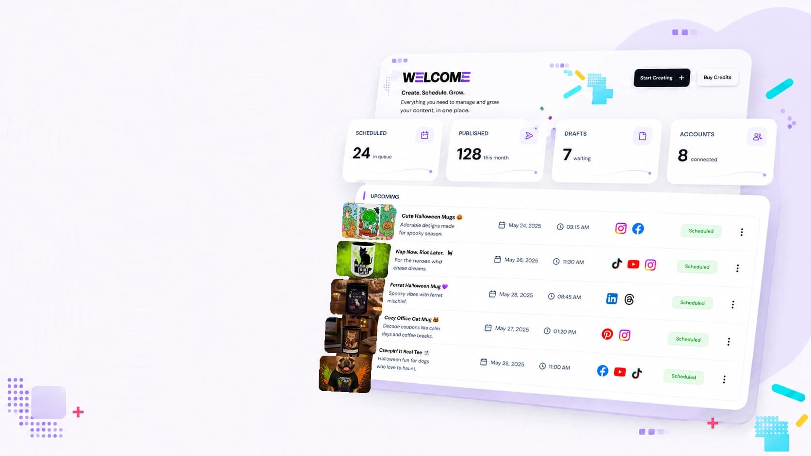 The Post Engine social media publishing dashboard